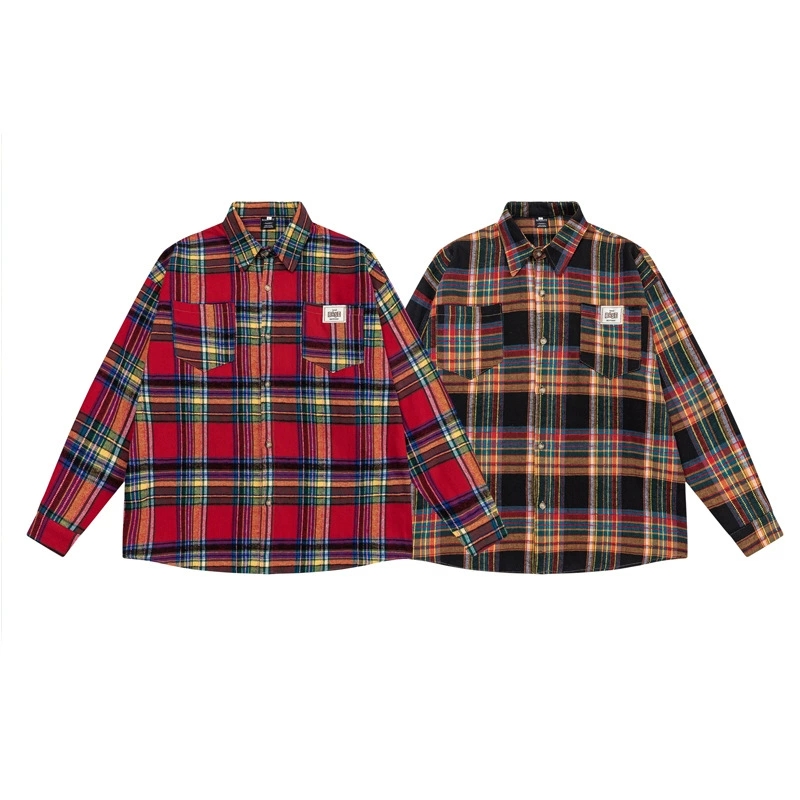 柄シャツ チェック柄長袖シャツ男女兼用カジュアル秋冬新作全２色