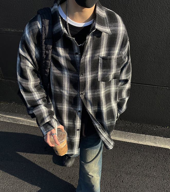 男女兼用チェック柄シャツ春夏新作ゆったりサイズ