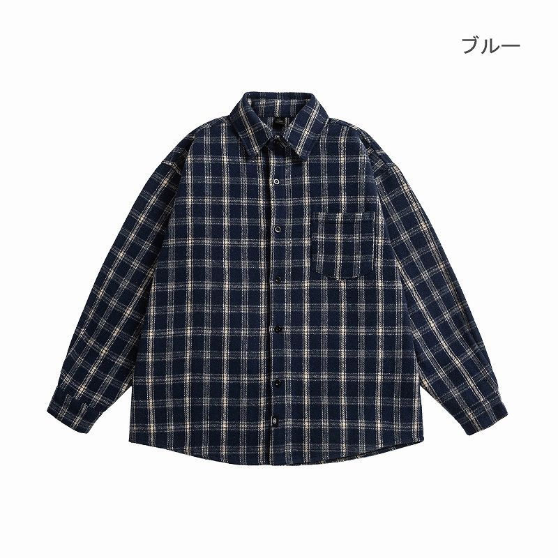 柄シャツ チェック柄長袖シャツ男女兼用カジュアル春秋冬新作全2色
