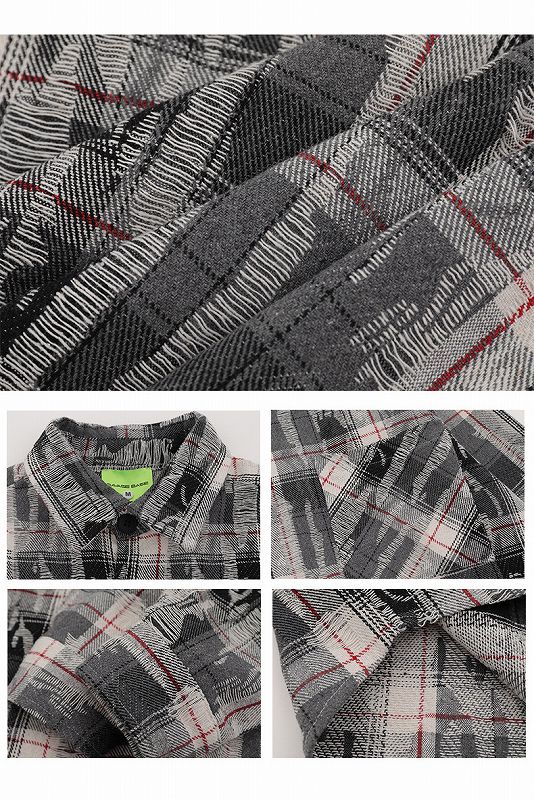 メンズ ダメージ加工 チェック柄シャツ 男女兼用 春秋