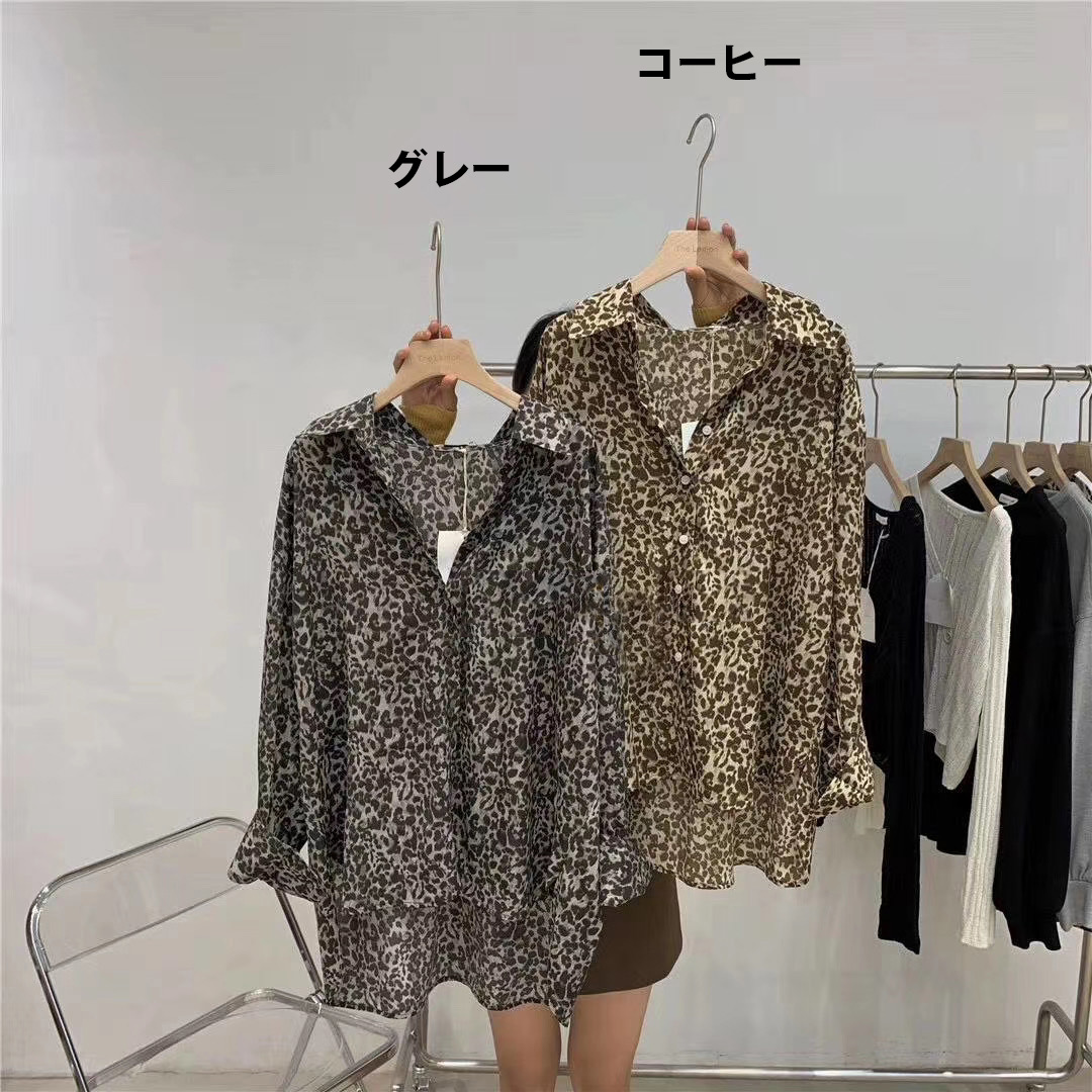 洗練されたヒョウ柄シャツ 透け感 着回し抜群