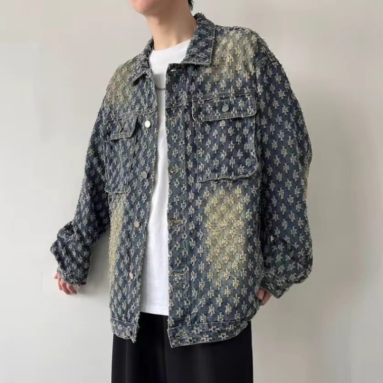 柄シャツ ペイズリー総柄ミリタリーワークジャケットシャツ