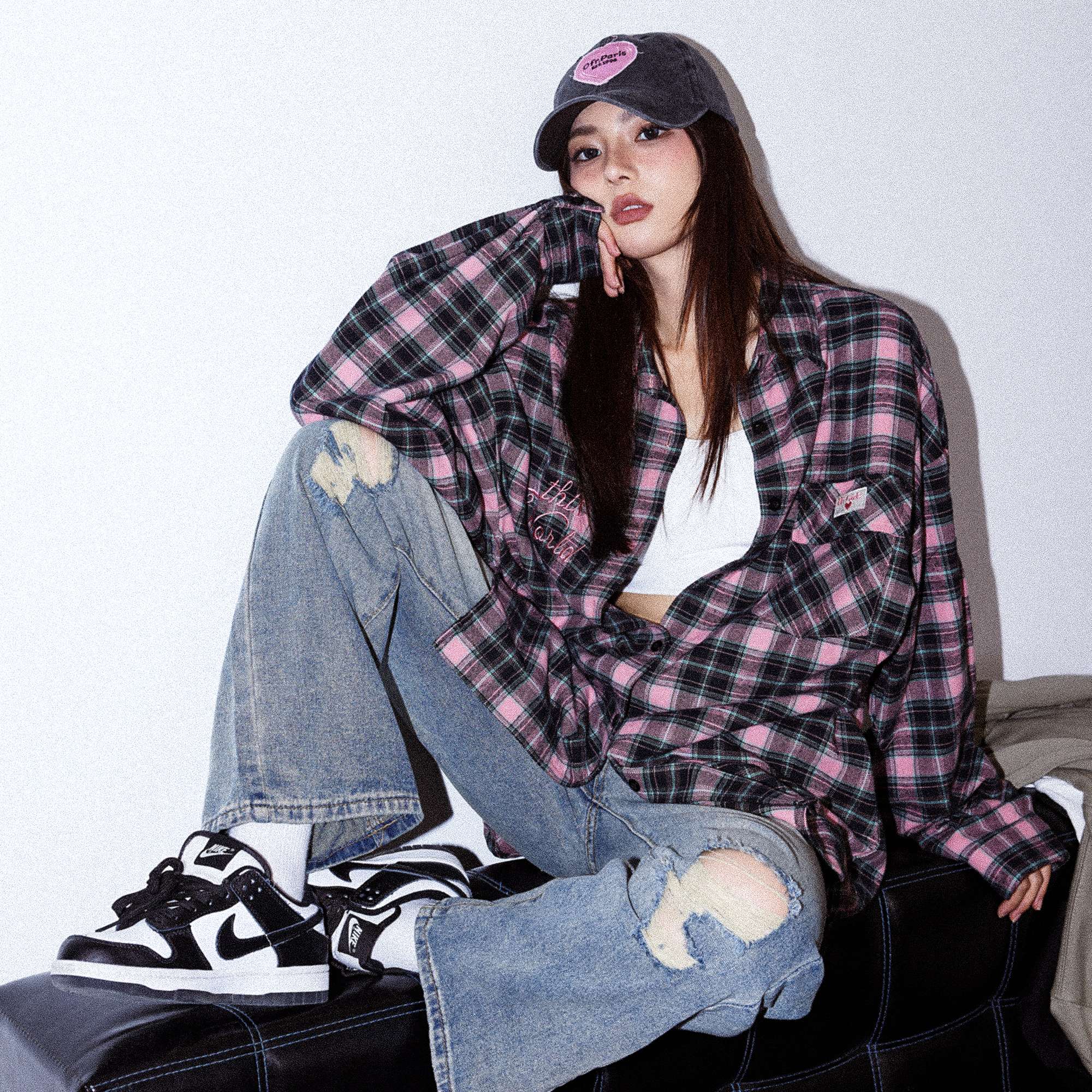 チェック柄シャツ　オーバーサイズ チェック柄シャツ ゆったり