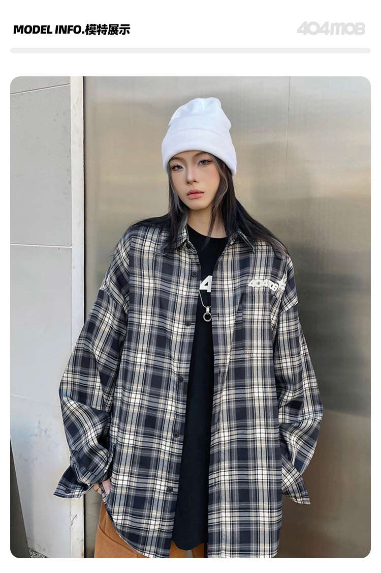 チェック柄シャツ　ゆったりサイズ ストリート チェック柄シャツ