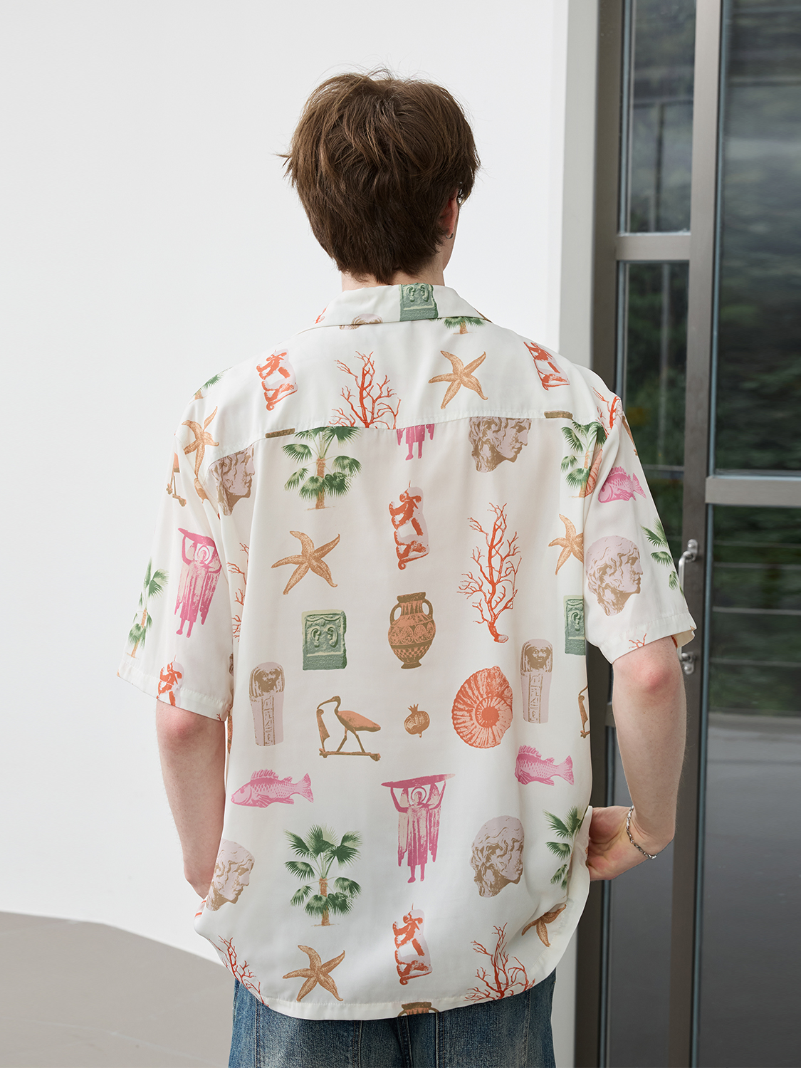 柄シャツ 古代博物館 半袖総柄シャツ