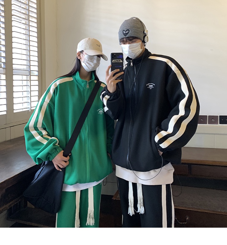 スポーツウェア メンズ ジャージ上下セット サイドライン ジップアップ