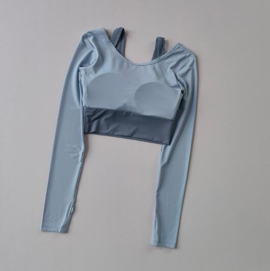 スポーツウェア レディース ヨガウェア 重ね着風 速乾 長袖トップス