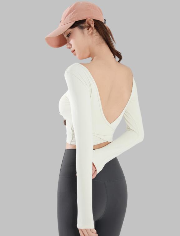 スポーツウェア レディース長袖ヨガトップス速乾運動着