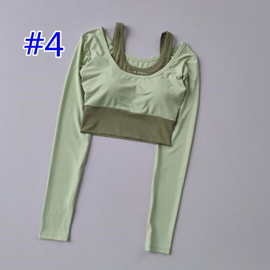 スポーツウェア レディース ヨガウェア 重ね着風 速乾 長袖トップス