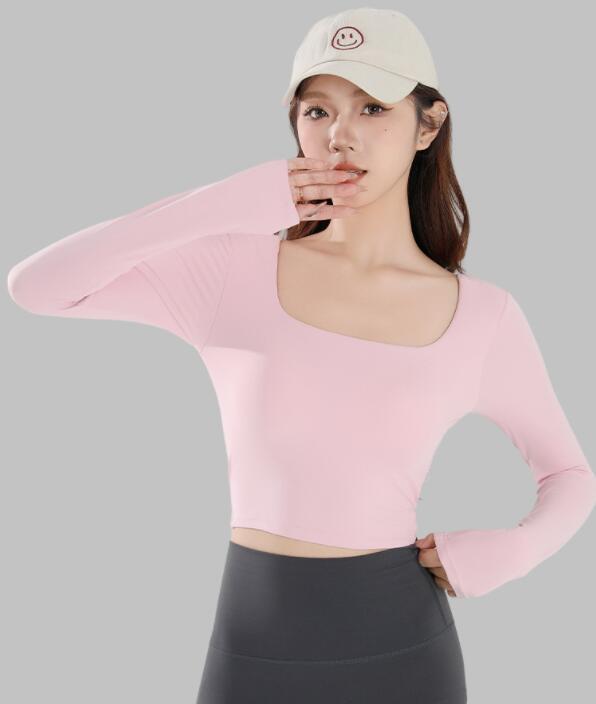スポーツウェア レディース長袖ヨガトップス速乾運動着