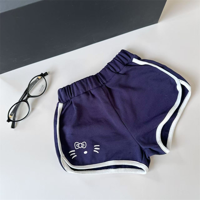 スポーツウェア 女の子用可愛い猫柄運動ショートパンツ