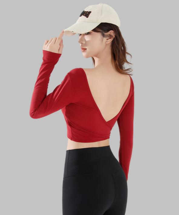 スポーツウェア レディース長袖ヨガトップス速乾運動着