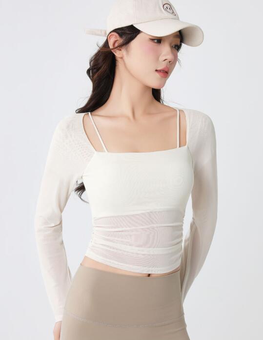 スポーツウェア ヨガウェア 速乾機能付き長袖トップス