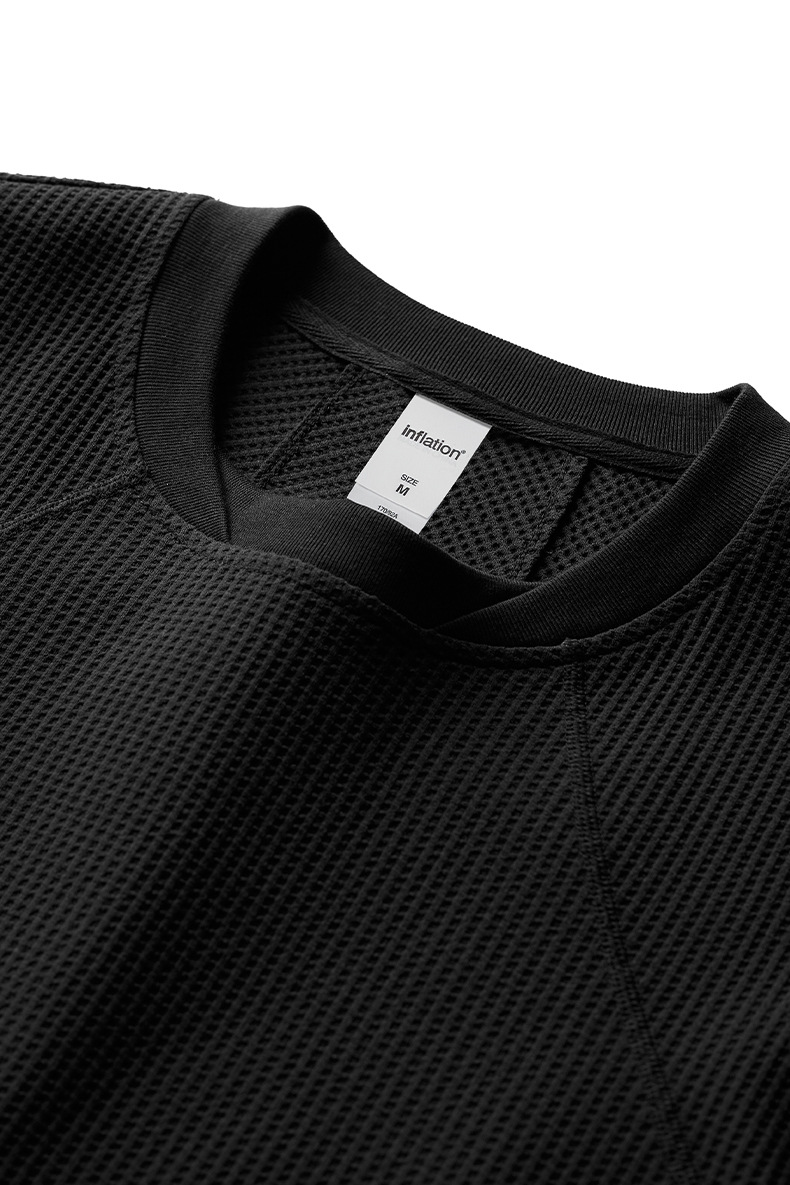 スポーツウェア メンズ 秋 ワッフル編み高伸縮速乾トレーナー