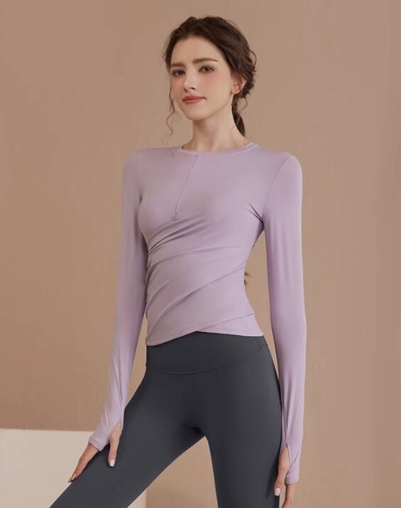 女性用長袖ヨガトップス速乾スポーツウェア