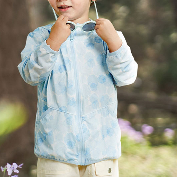 スポーツウェア キッズ軽量吸汗速乾パーカー紫外線対策フード付き男女兼用