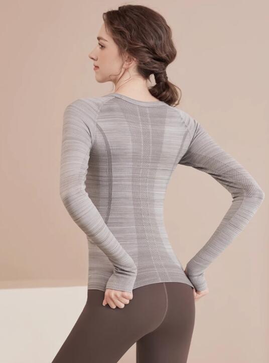 スポーツウェア レディース長袖スポーツトップス速乾ヨガウェア