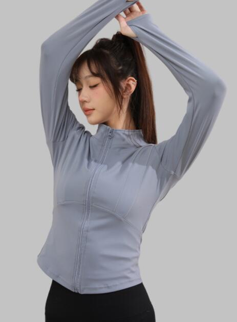 スポーツウェア レディース長袖ジップアップトップス速乾ヨガウェア