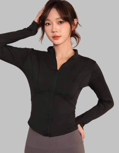スポーツウェア レディース長袖ジップアップトップス速乾ヨガウェア