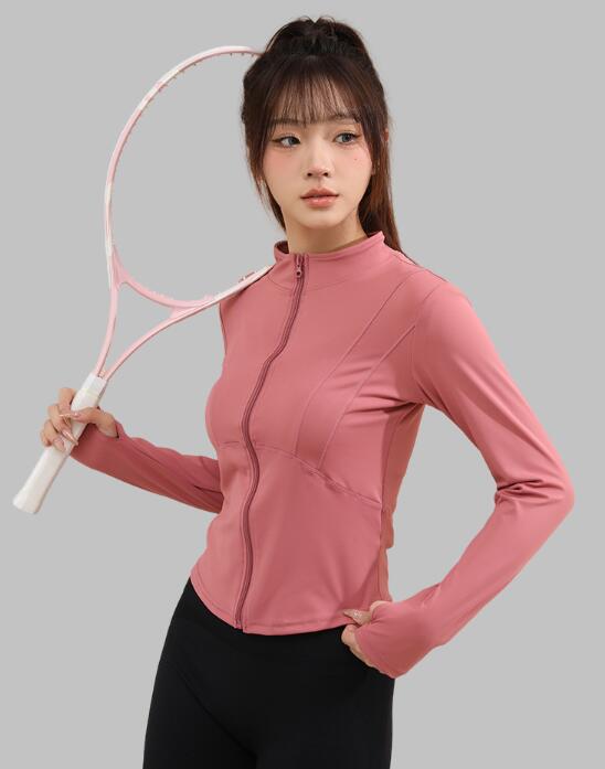 スポーツウェア レディース長袖ジップアップトップス速乾ヨガウェア