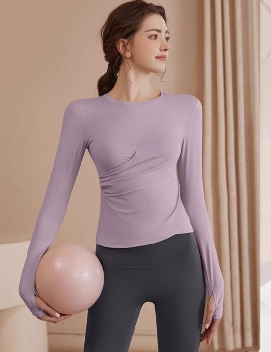 女性用長袖ヨガトップス速乾スポーツウェア