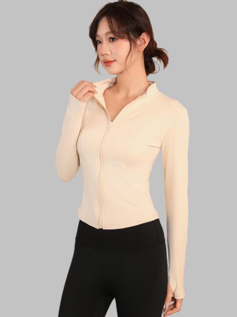 スポーツウェア レディース長袖ジップアップトップス速乾ヨガウェア