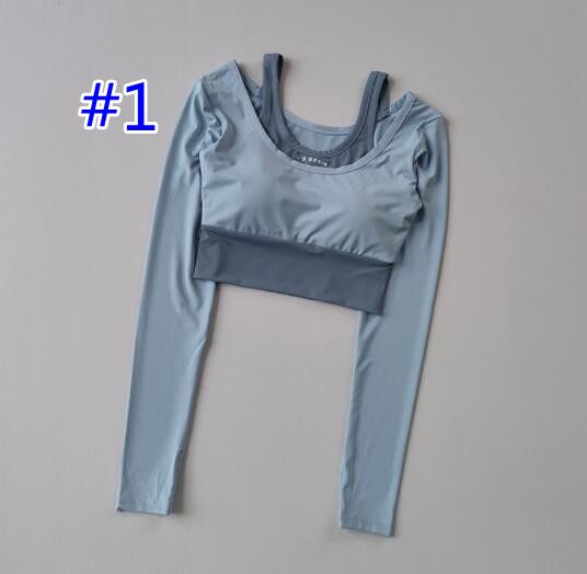 スポーツウェア レディース ヨガウェア 重ね着風 速乾 長袖トップス