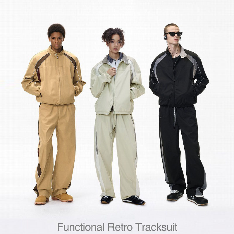 スポーツウェア メンズ レトロ風ジャージ上下セット 全3色