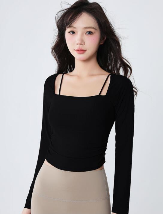 スポーツウェア ヨガウェア 速乾機能付き長袖トップス