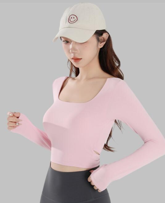 スポーツウェア レディース長袖ヨガトップス速乾運動着