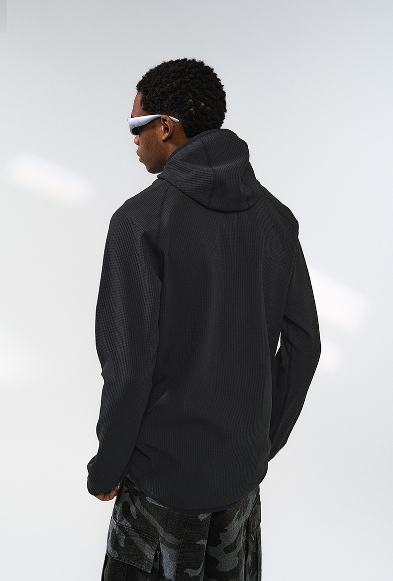 スポーツウェア メンズ 秋 ワッフル編み高伸縮速乾トレーナー