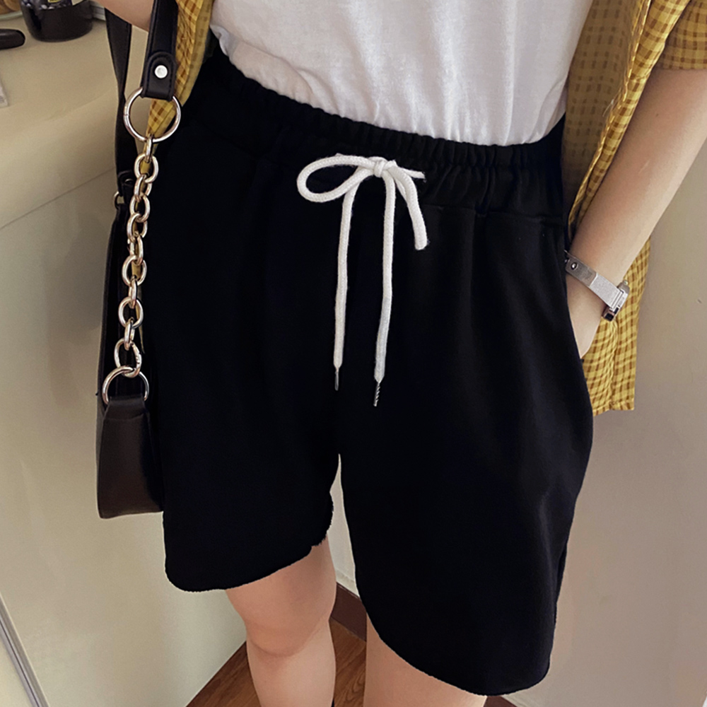 綿混ウエストゴム短パン ゆったりスポーツウェア