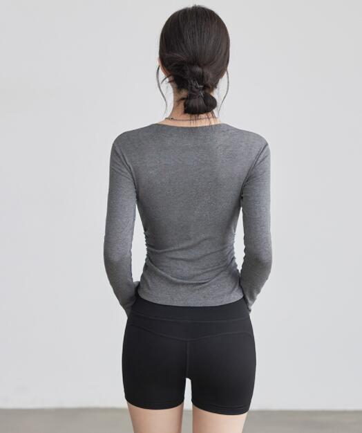 スポーツウェア 速乾ストレッチ長袖ヨガトップス