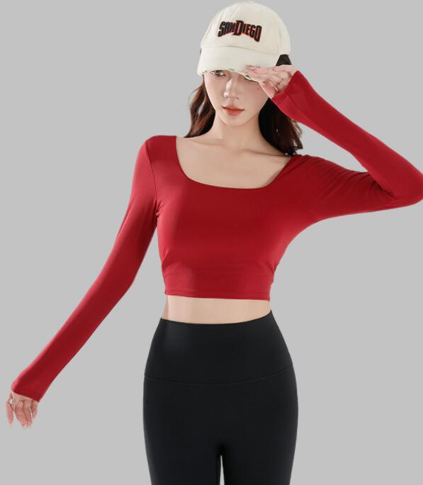 スポーツウェア レディース長袖ヨガトップス速乾運動着