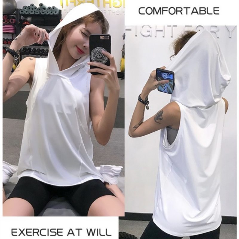 速乾フード付きタンクトップ トレーニング用スポーツウェア