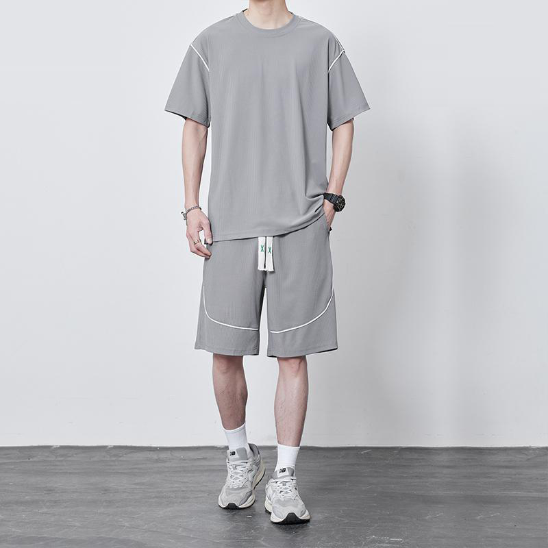 スポーツウェア メンズ冷感運動風半袖上下組み合わせ 春夏 全四色