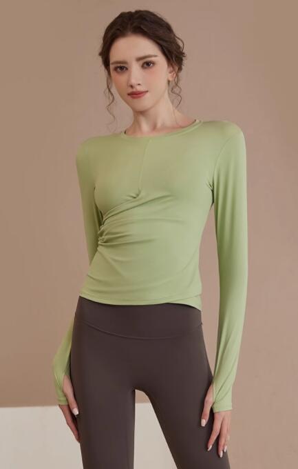 女性用長袖ヨガトップス速乾スポーツウェア