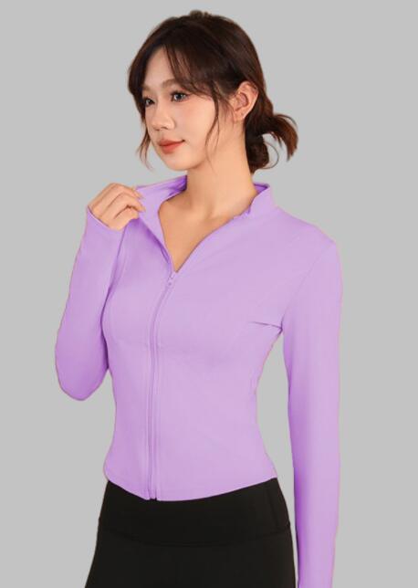 スポーツウェア レディース長袖ジップアップトップス速乾ヨガウェア