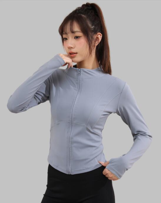 スポーツウェア レディース長袖ジップアップトップス速乾ヨガウェア