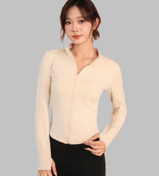 スポーツウェア レディース長袖ジップアップトップス速乾ヨガウェア