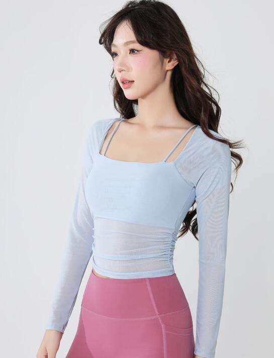 スポーツウェア ヨガウェア 速乾機能付き長袖トップス