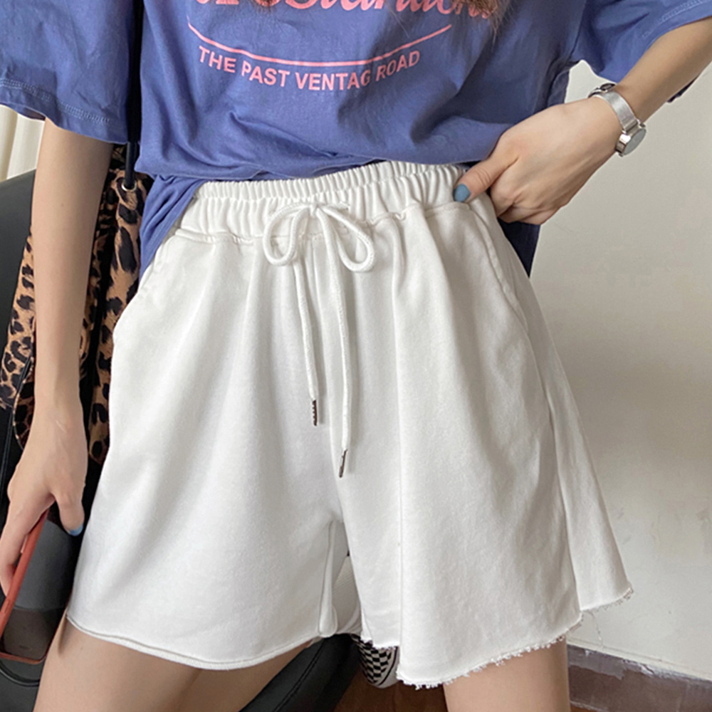 綿混ウエストゴム短パン ゆったりスポーツウェア