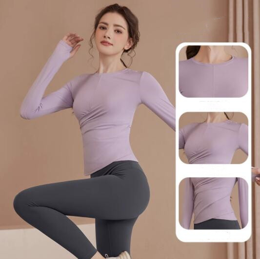 女性用長袖ヨガトップス速乾スポーツウェア
