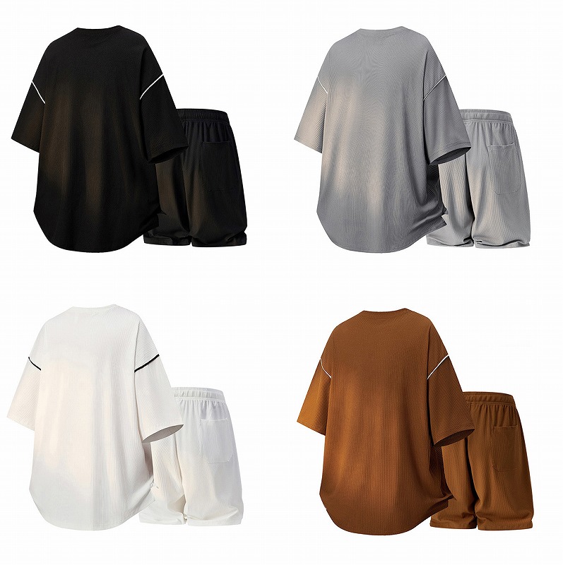 スポーツウェア メンズ冷感運動風半袖上下組み合わせ 春夏 全四色