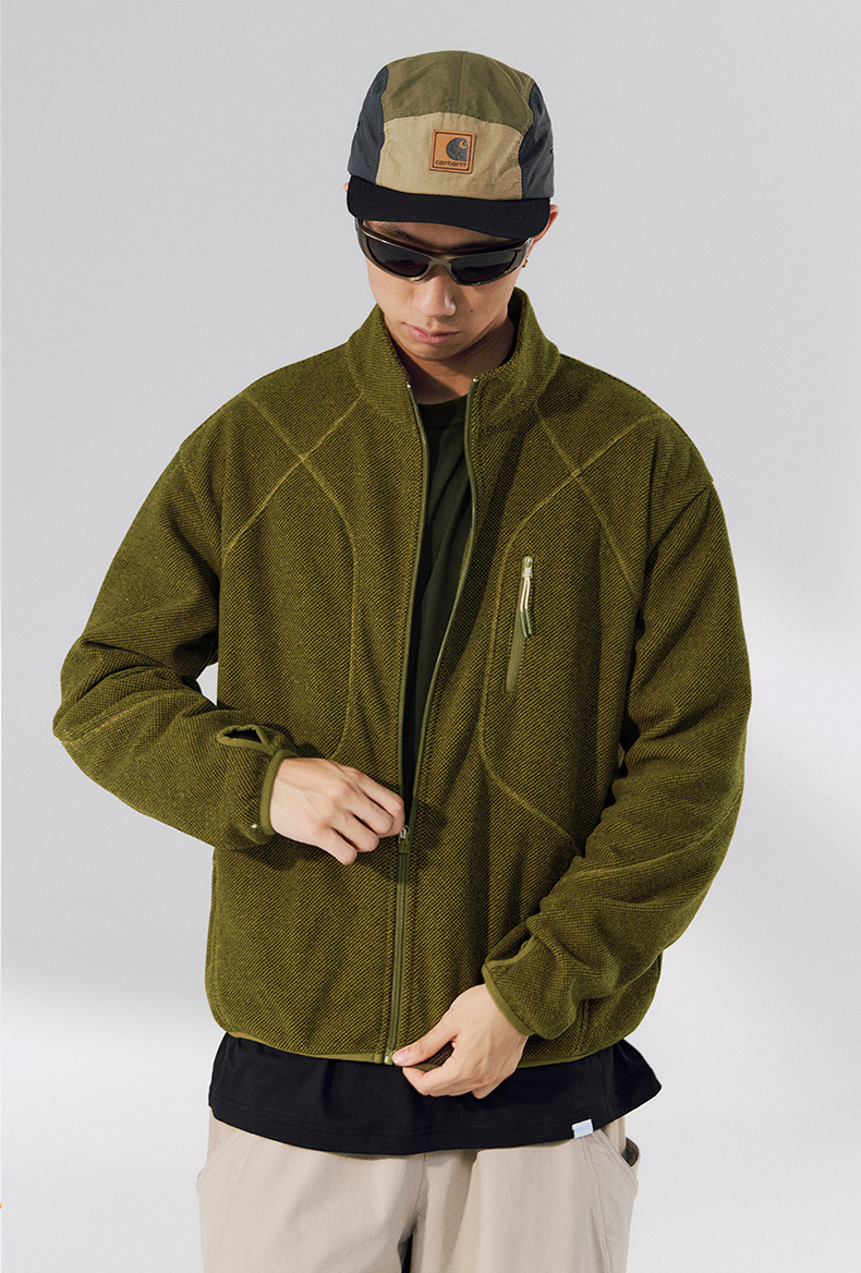 スポーツウェア メンズ 冬用 立ち襟ジップ裏起毛ジャケット 全2色