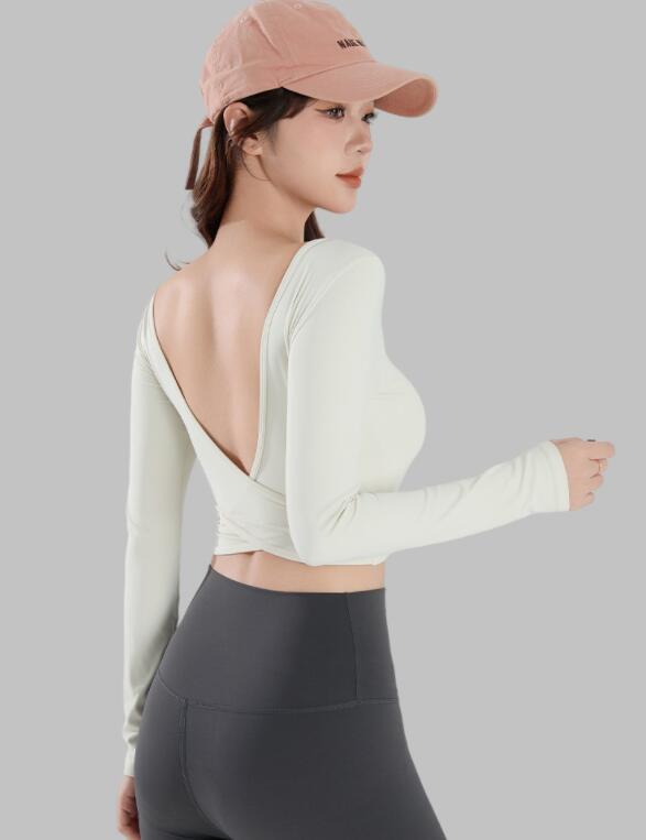 スポーツウェア レディース長袖ヨガトップス速乾運動着