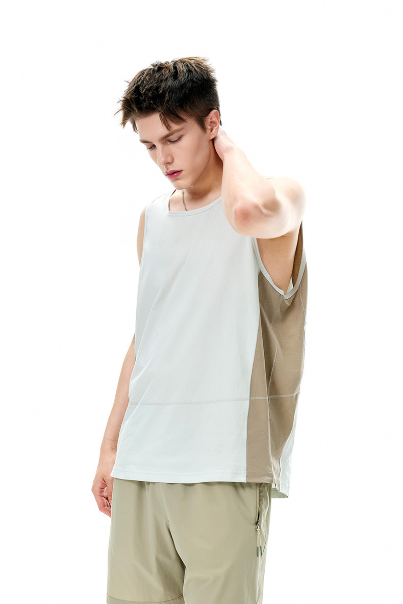 スポーツウェア メンズ 吸汗速乾 配色切替えタンクトップ 超軽量