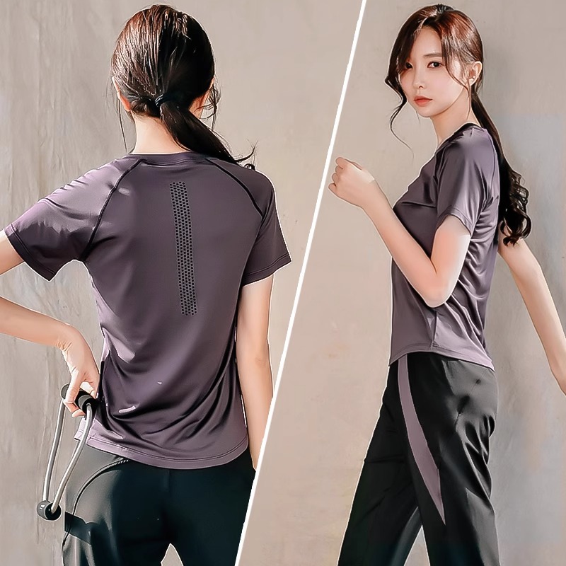 スポーツウェア 背面メッシュ通気性トレーニングシャツ
