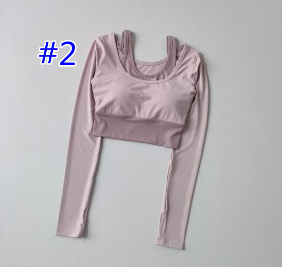 スポーツウェア レディース ヨガウェア 重ね着風 速乾 長袖トップス