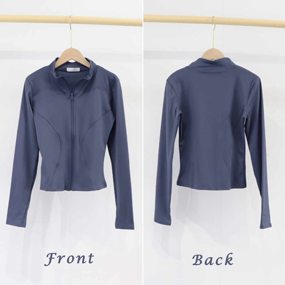 指穴付きラッシュガード レディース長袖ジップアップスポーツウェア